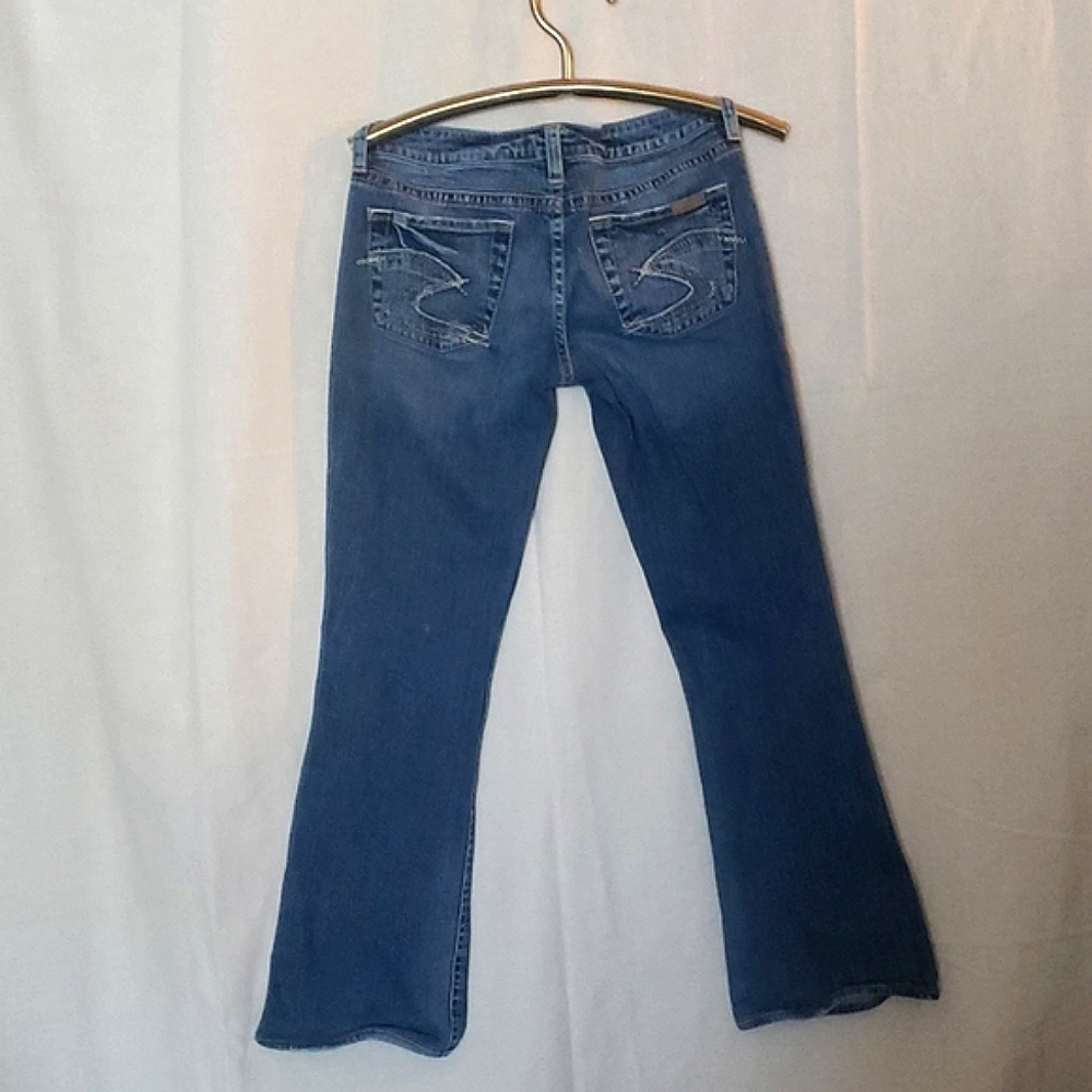 Silver Jeans Lola Blue Denim Western Glove Works Indigo Dye Sz 28